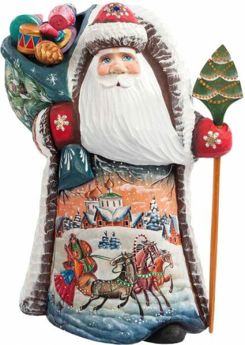Carved statuette "Santa Claus with gifts" (small)