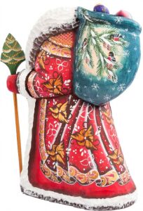 Carved statuette "Santa Claus with gifts" (small)