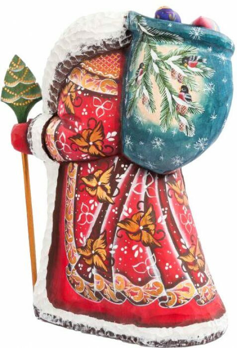 Carved statuette "Santa Claus with gifts" (small)