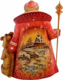 Резная статуэтка "Дед Мороз с медведем"