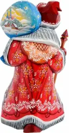 Резная статуэтка "Дед Мороз с посохом"