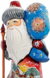 Резная статуэтка "Дед Мороз с посохом"