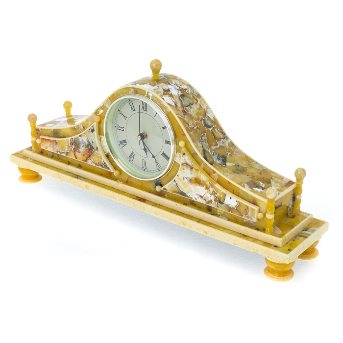 Mantel clock made of amber