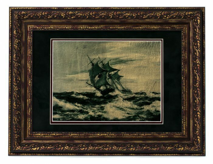 Painting on gold leaf "Chasing the dawn"