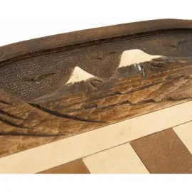 Резные шахматы, нарды и шашки из бука "Горные вершины" средние Резные шахматы, нарды и шашки из бука "Горные вершины" средние