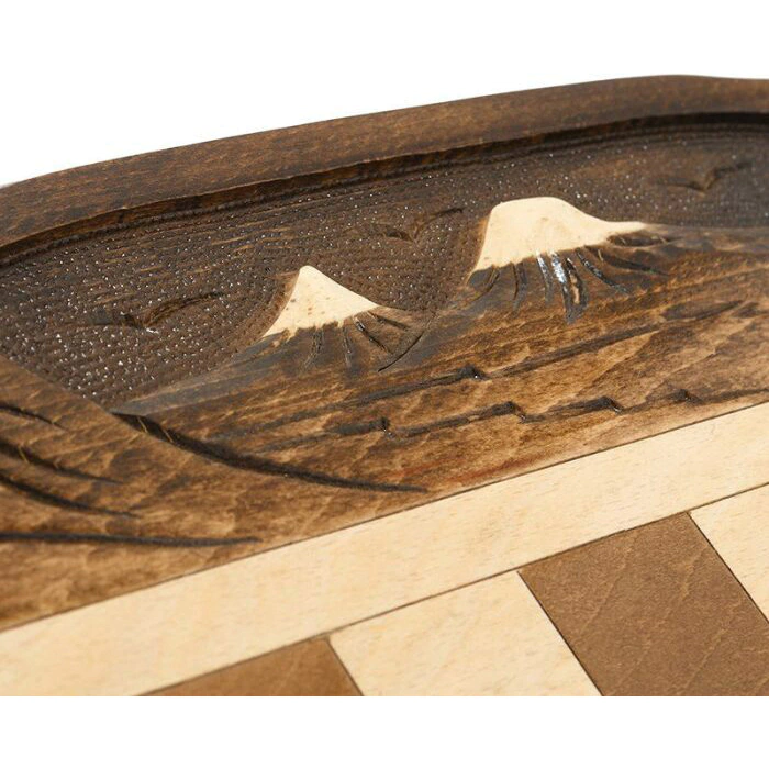 Carved chess, backgammon and checkers from beech "Mountain peaks" medium