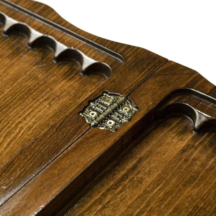 Carved chess, backgammon and checkers made of beech "Mountain peaks" medium, with a handle
