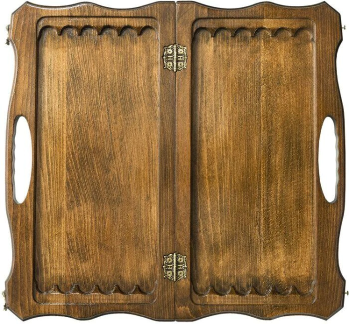 Carved chess, backgammon and checkers made of beech "Mountain peaks" medium, with a handle
