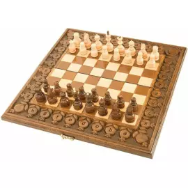 Игровой набор резной "Гренадин" малый (шахматы, нарды и шашки)