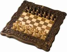 Игровой набор резной "Волна" (шахматы и нарды)