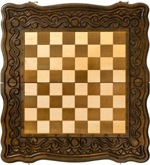 Carved "Wave" game set (chess and backgammon)