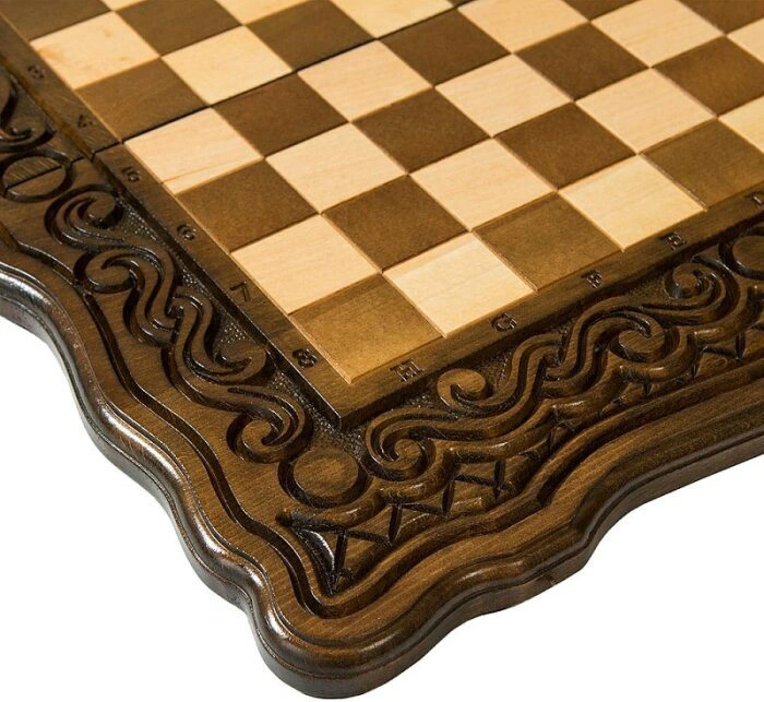 Carved "Wave" game set (chess and backgammon)