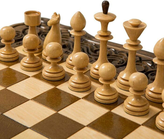 Carved "Wave" game set (chess and backgammon)