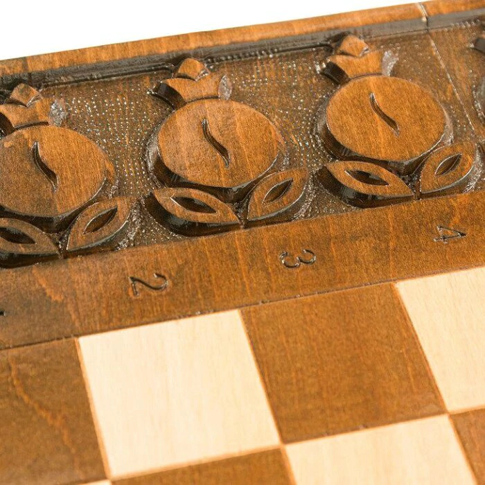 Carved chess, backgammon and checkers from the beech "Grenadine" medium