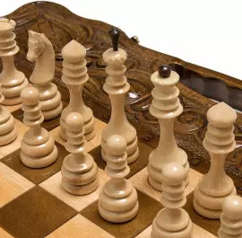 Резные шахматы, нарды и шашки из бука "Аллюр"