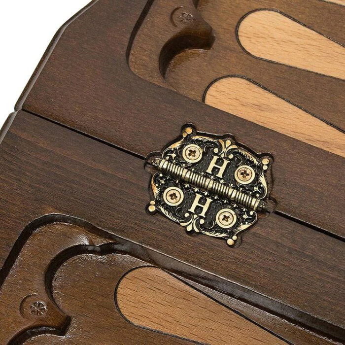 Carved chess, backgammon and checkers made of beech "Modern" with a handle