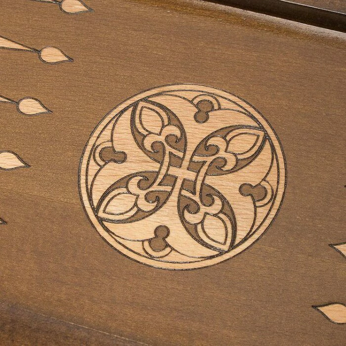 Carved chess, backgammon and checkers made of beech "Modern" with a handle