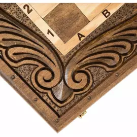 Резные шахматы, нарды и шашки из бука "Винтаж"