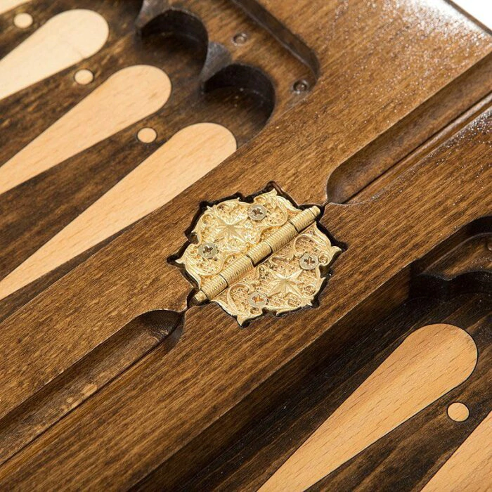 Carved chess, backgammon and checkers made of beech "Vintage"