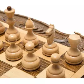 Резные шахматы, нарды и шашки из бука "Авангард"