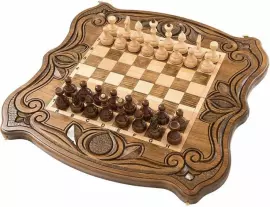 Резные шахматы, нарды и шашки из бука "Лилия"
