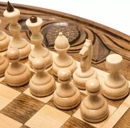 Резные шахматы, нарды и шашки из бука "Лилия"