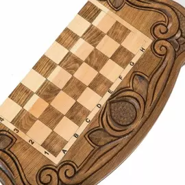 Резные шахматы, нарды и шашки из бука "Лилия"