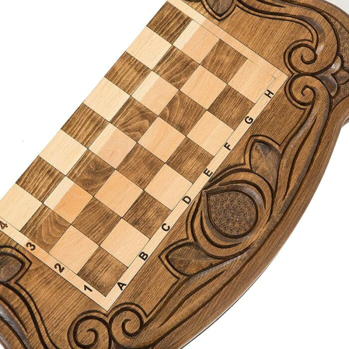 Carved chess, backgammon and checkers from beech "Lily"