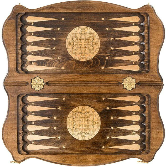 Carved chess, backgammon and checkers from beech "Lily"
