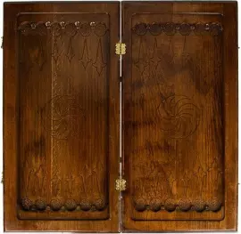 Шахматный стол из бука "Симфония" резной, с шахматами и нардами