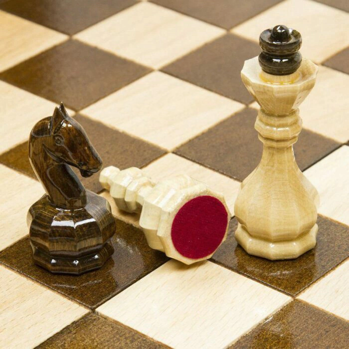 Carved chess and backgammon made of precious wood "Interlacing"