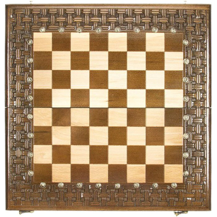 Carved chess and backgammon made of precious wood "Interlacing"