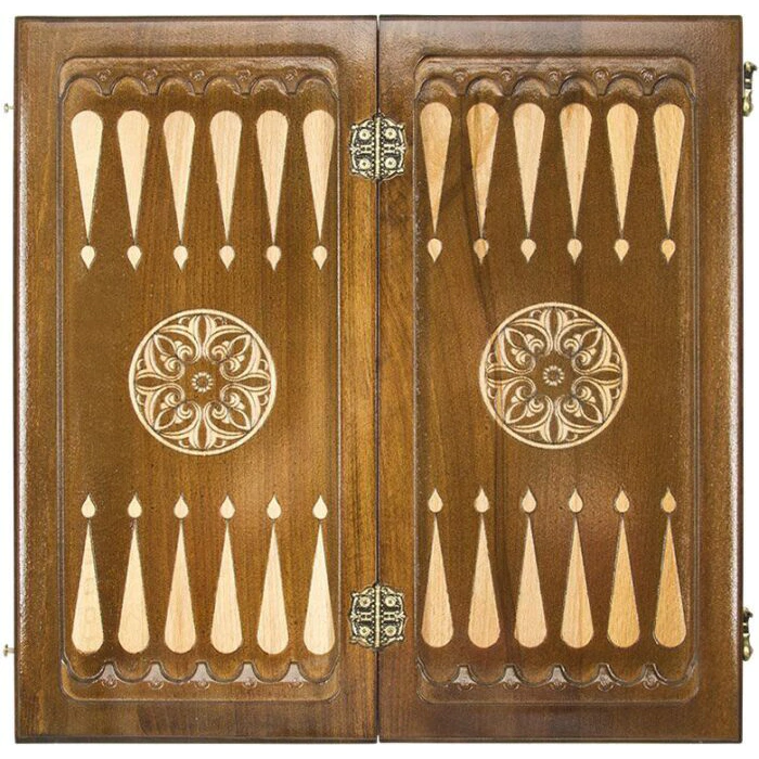 Carved chess and backgammon made of precious wood "Interlacing"