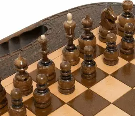 Резные шахматы, нарды и шашки из бука "Руно"