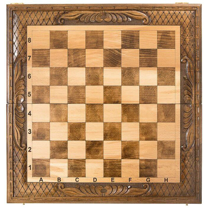 Carved chess, backgammon and checkers made of beech "Laguna"