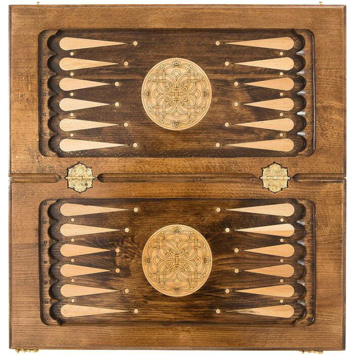 Carved chess, backgammon and checkers made of beech "Laguna"
