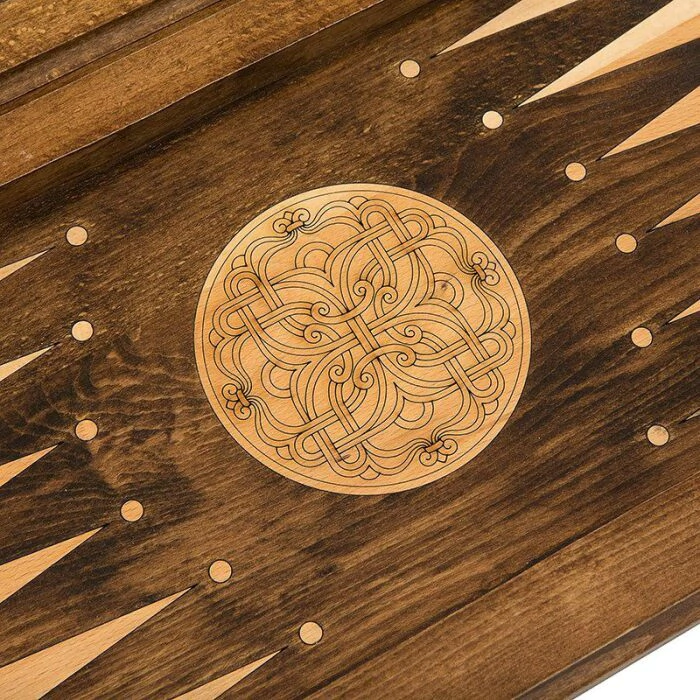 Carved chess, backgammon and checkers made of beech "Laguna"