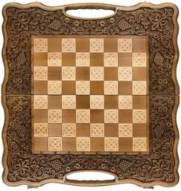 Игровой набор резной "Виноградная изгородь" (шахматы, нарды и шашки)