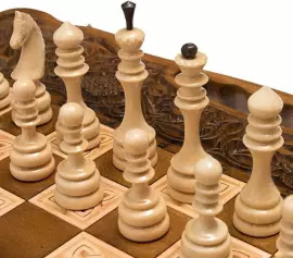 Игровой набор резной "Виноградная изгородь" (шахматы, нарды и шашки)