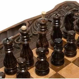 Игровой набор резной "Акрополь" (шахматы, нарды и шашки)