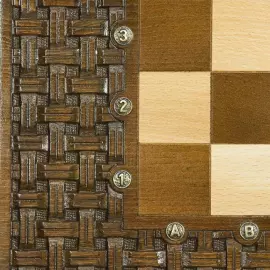 Резные шахматы, нарды и шашки из бука "Переплетение"