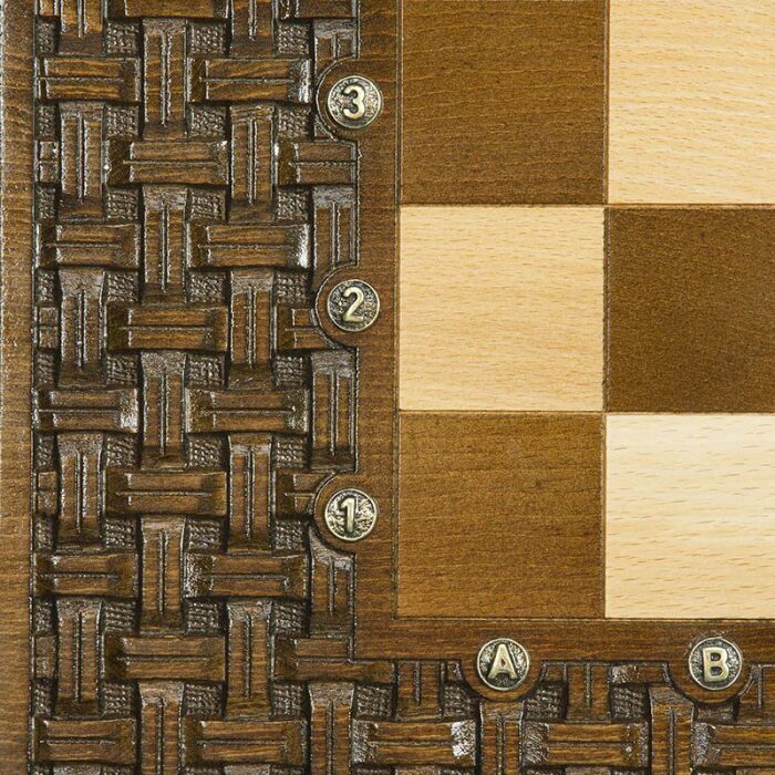 Carved chess, backgammon and checkers made of beech "Interlacing"
