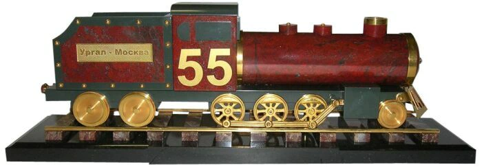 An individually made souvenir "Steam Locomotive" made of jasper