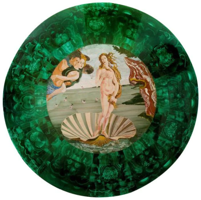 Table top made of natural stones in the technique of Florentine mosaic