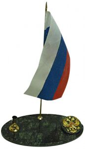 Письменный набор из мрамора "Флаг на подставке"