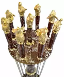 Набор шампуров из яшмы с головами зверей, на 9 персон