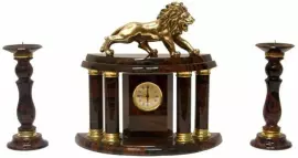 Настольные часы из обсидиана "Лев"