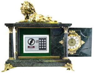 Clock safe made of green marble "Lion"