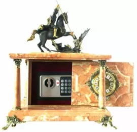 Часы-сейф из мрамора  "Георгий Победоносец"