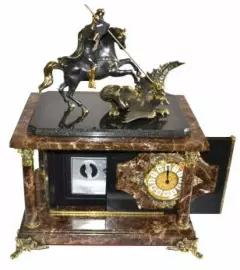 Часы-сейф из итальянского мрамора  "Георгий Победоносец"